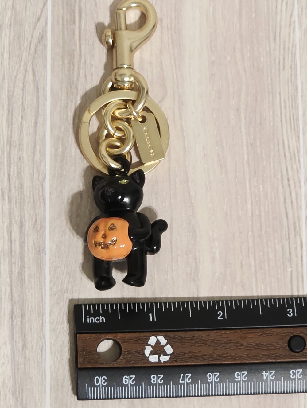 Coach Halloween Black Cat with Pumpkin Keychain Charm for Bag Purse CW480 🐈‍⬛🎃 - Picture 7 of 12